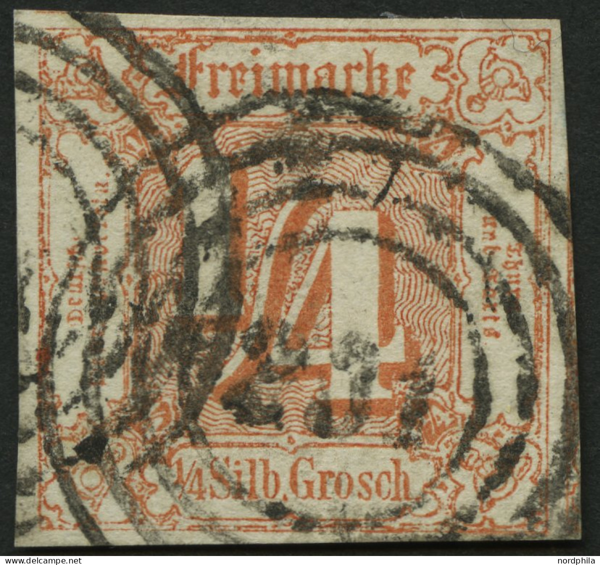 THURN Und TAXIS 13 O, 1861, 1/4 Gr. Rötlichorange, Nummernstempel 231, Voll-überrandig, Pracht - Autres & Non Classés