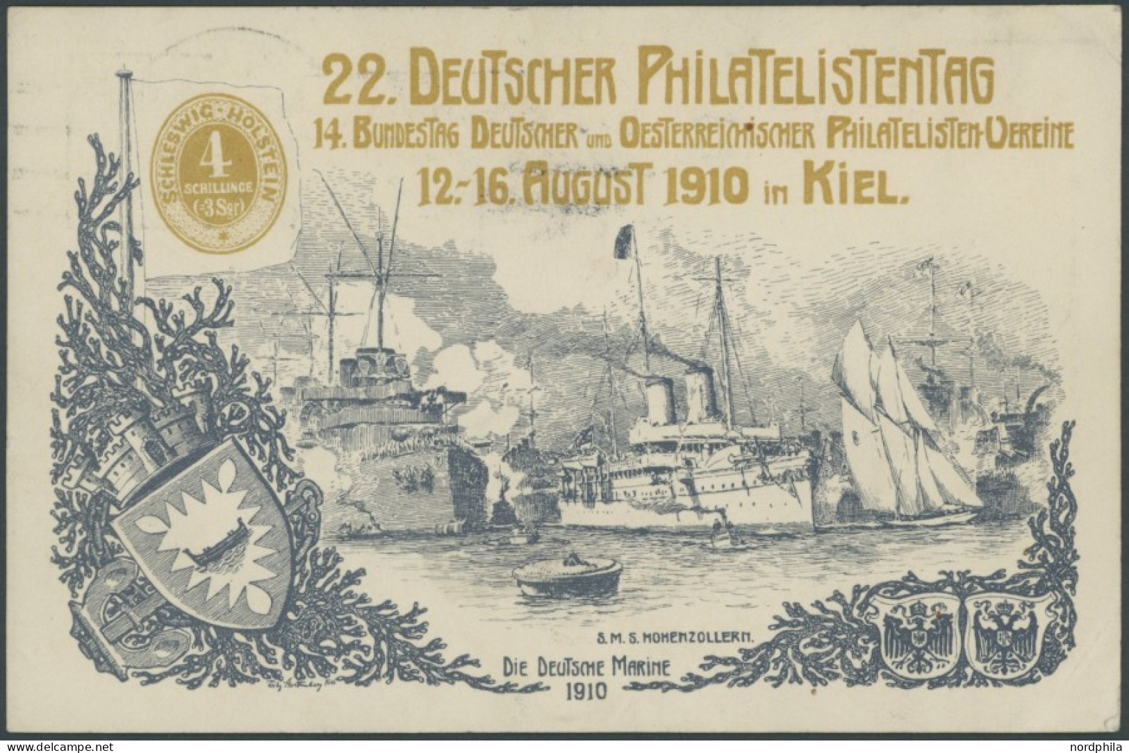 SST Bis 1918 08 BRIEF, KIEL XXII. DEUTSCHER PHILATELISTENTAG, 12.8.1910, Auf 5 Pf. Privat-Ganzsachenkarte (PP 27C117/03) - Covers & Documents