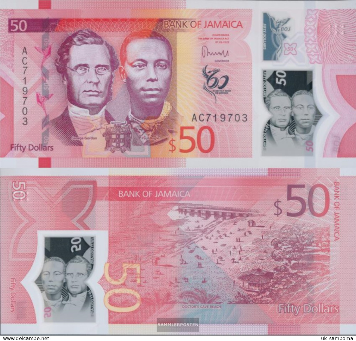 Jamaica Pick-number: W96 (01.06.2022) Uncirculated 2022 50 Dollars - Jamaica