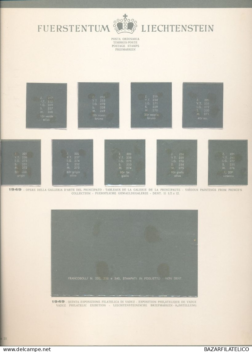 COLLEZIONE DEL LIECHTENSTEIN SU ALBUM E FOGLI BOLAFFI 1912 AL 1960 G.I / G.O