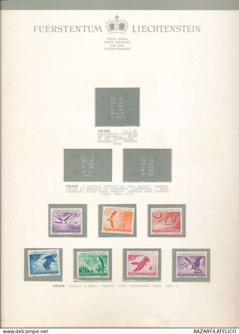 COLLEZIONE DEL LIECHTENSTEIN SU ALBUM E FOGLI BOLAFFI 1912 AL 1960 G.I / G.O