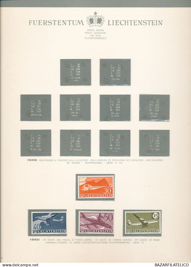 COLLEZIONE DEL LIECHTENSTEIN SU ALBUM E FOGLI BOLAFFI 1912 AL 1960 G.I / G.O