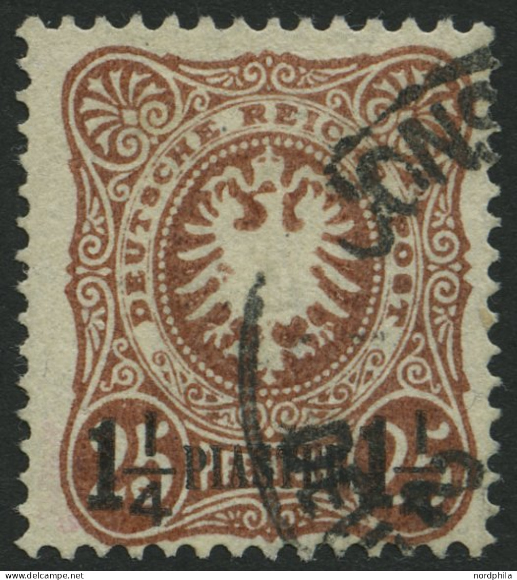 DP TÜRKEI 4b O, 1887, 11/4 PIA. Auf 25 Pf. Orangebraun, Rückseitige Schürfung Sonst Pracht, Gepr. Jäschke-L., Mi. 340.- - Turquie (bureaux)