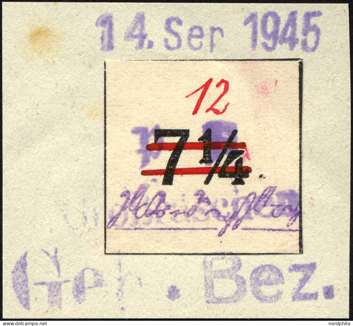 GROSSRÄSCHEN-VORLÄUFER V 26U BrfStk, 1945, 12 Pf. Rot, Ungezähnt, Prachtbriefstück, Fotobefund Kunz, Mi. (600.-) - Autres & Non Classés