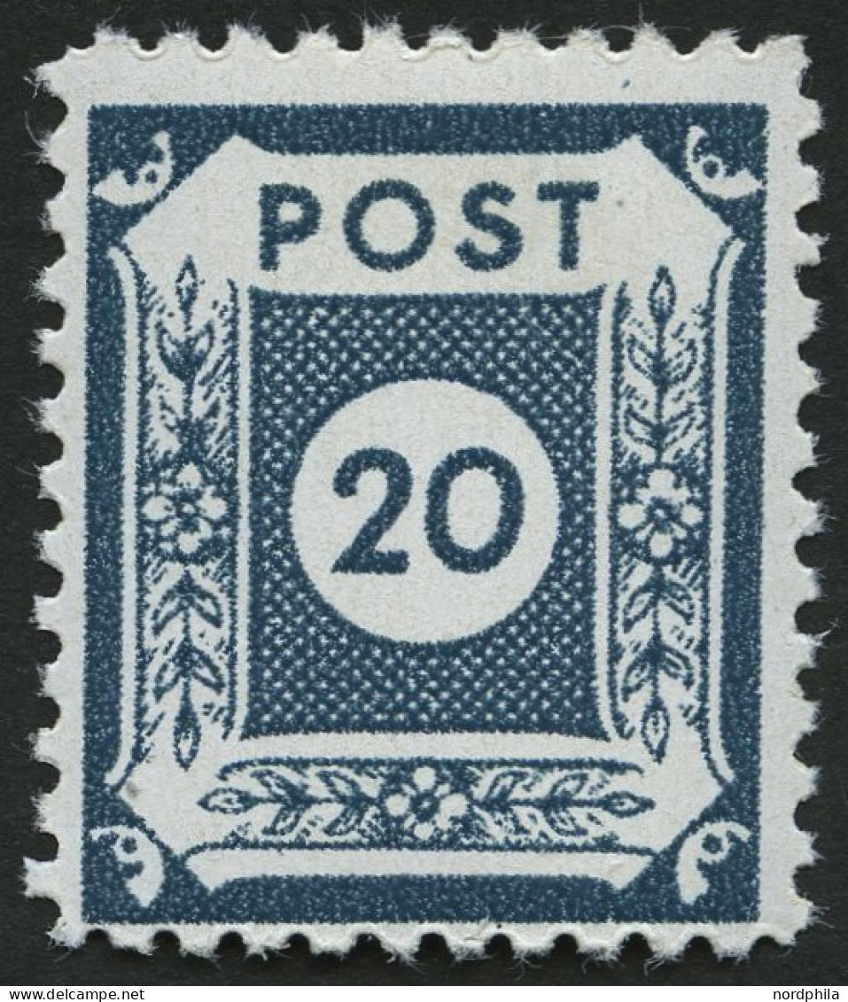 OST-SACHSEN 48cF , 1945, 20 Pf. Schwärzlichblaugrau Klotzsche, Gezähnt L 10 3/4, Pracht, Mi. 250.- - Autres & Non Classés