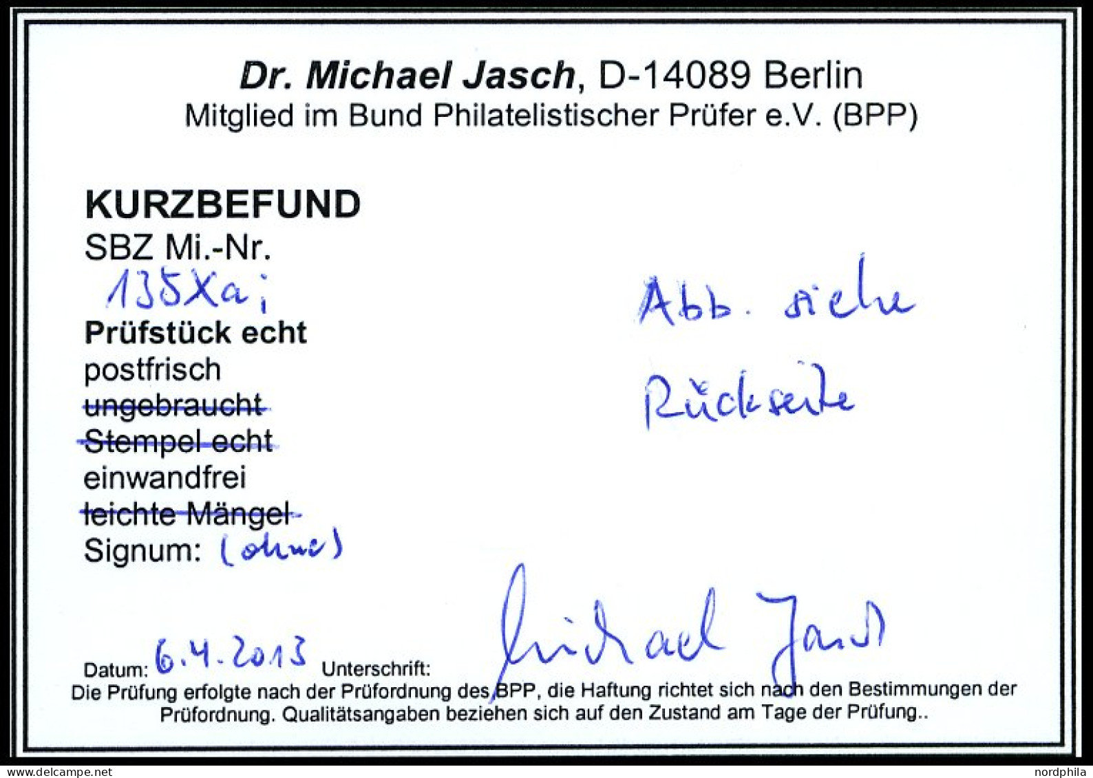 WEST-SACHSEN 135Xa , 1945, 30 Pf. Bräunlicholiv, Wz. 1X, Pracht, Kurzbefund Dr. Jasch, Mi. 200.- - Other & Unclassified