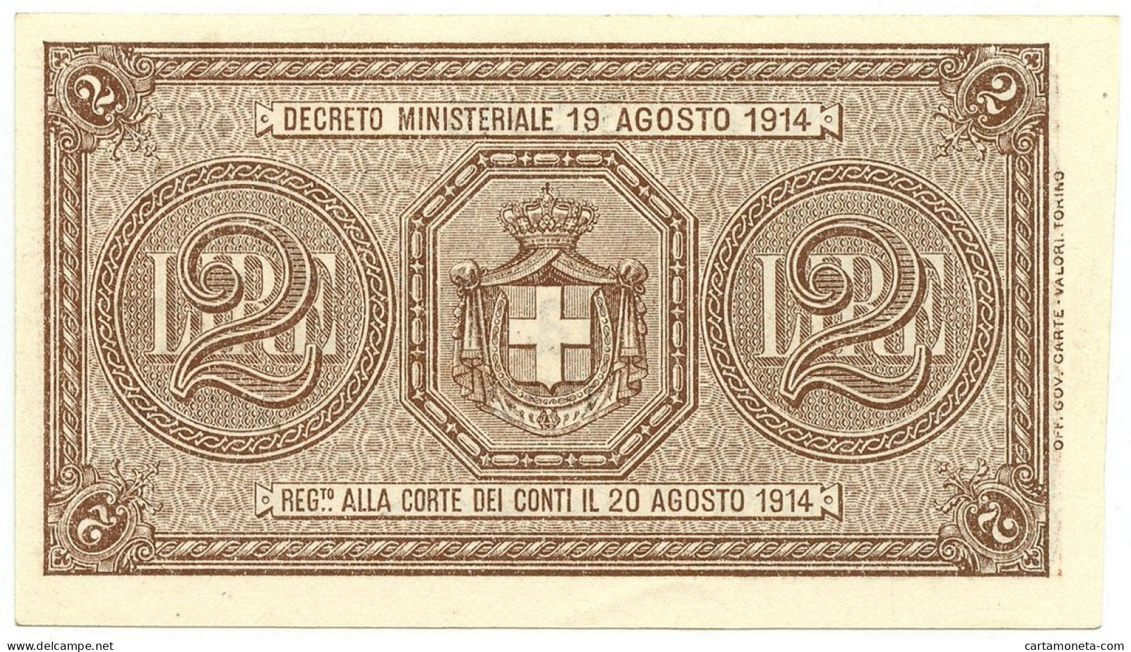 2 LIRE BUONO DI CASSA EFFIGE VITTORIO EMANUELE III 28/12/1917 QFDS - Otros