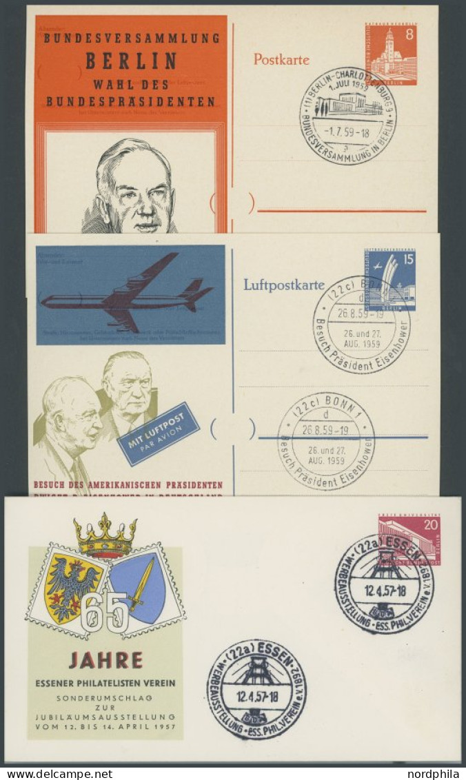 GANZSACHEN PP 17,19,PU 18 BRIEF, Privatpost: 1957/9, 8, 15 Und 20 Pf., 3 Verschiedene Ganzsachen, Pracht - Other & Unclassified