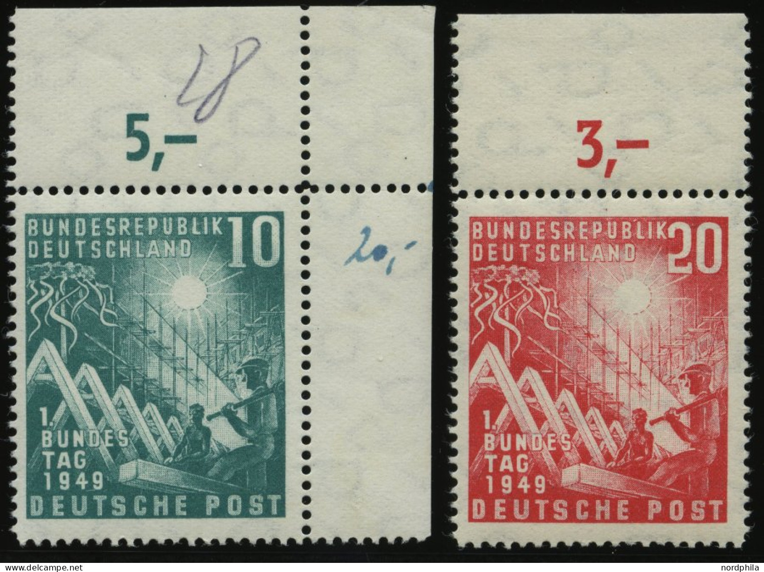 BUNDESREPUBLIK 111/2 , 1949, Bundestag Vom Oberrand, Pracht - Neufs