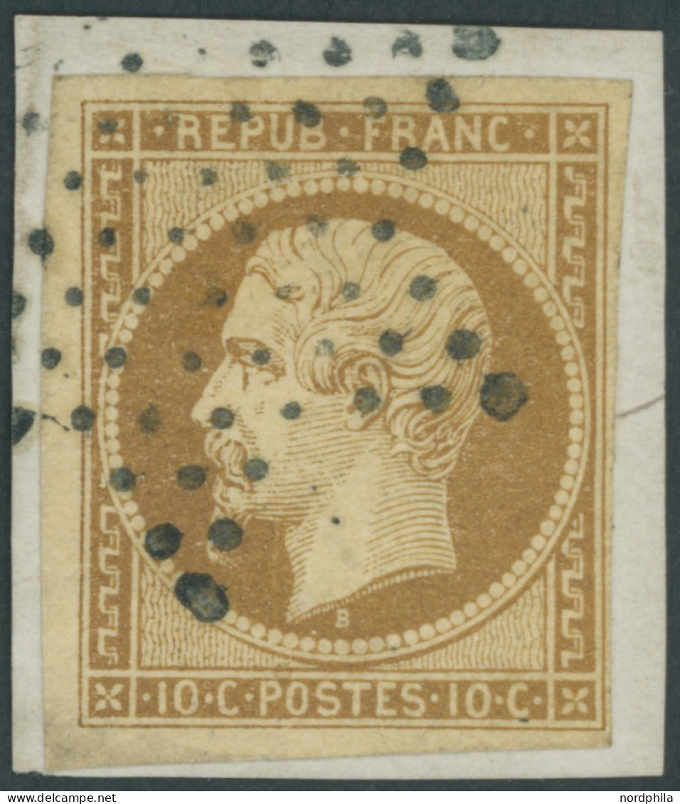 FRANKREICH 8a BrfStk, 1852, 10 C. Gelbbraun, Kabinettbriefstück, Mi. (700.-) - Autres & Non Classés