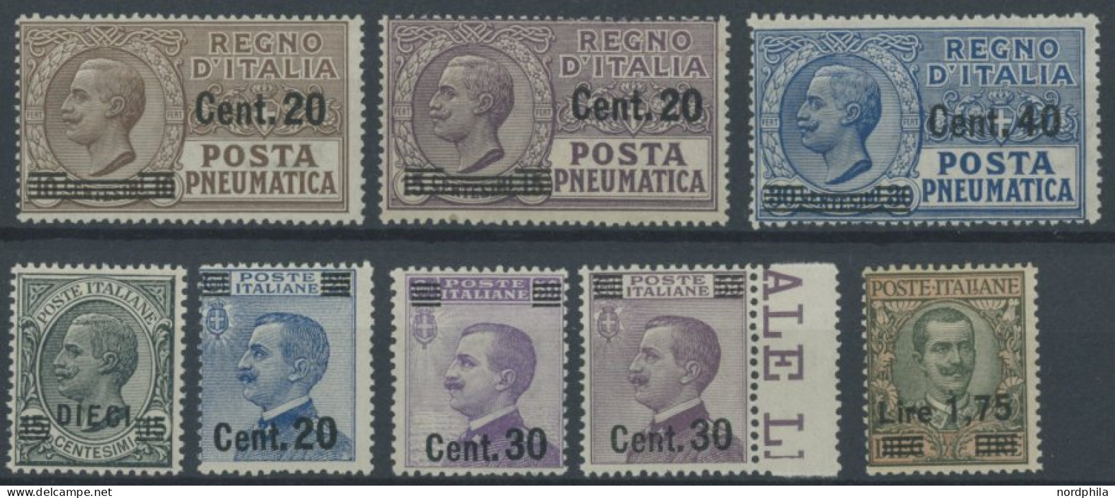 ITALIEN 214-21 , 1925, Rohrpostmarken Und König Emanuel III, 2 Postfrische Prachtsätze, Mi. 76.- - Non Classés