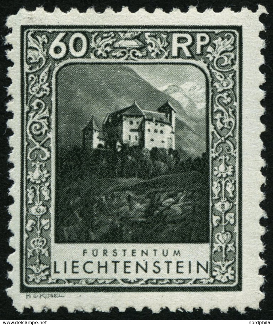 LIECHTENSTEIN 103A , 1930, 60 Rp. Burg Gutenberg, Gezähnt L 101/2, Falzrest, Pracht - Autres & Non Classés