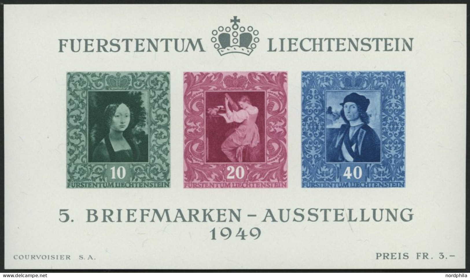 LIECHTENSTEIN Bl. 5 , 1949, Block Briefmarken-Ausstellung, Pracht, Mi. 170.- - Autres & Non Classés