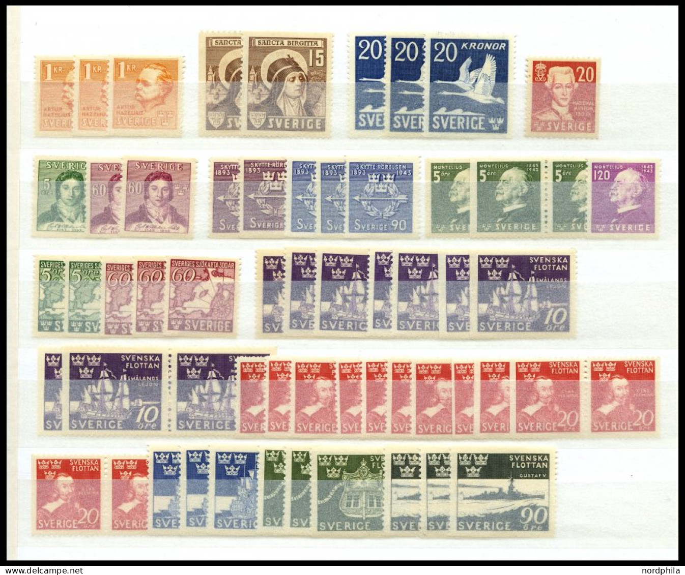 SAMMLUNGEN, LOTS , Postfrische Partie Schweden Von 1920-44 Mit Einigen Mittleren Werten, Fast Nur Prachterhaltung, Mi. 1 - Collections