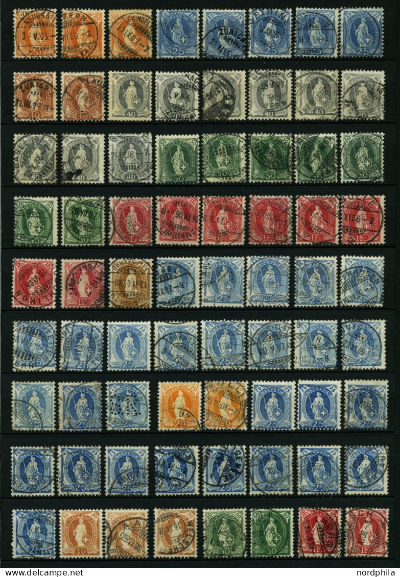 LOTS O, FDC, 1905-07, Stehende Helvetia, Wz. 1, Meist Gestempelte Partie Von 77 Werten, Dabei Mi.Nr. 80C, 94C Gestempelt - Collections