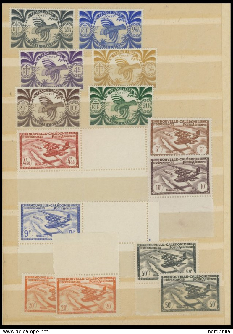 NEUKALEDONIEN , , 1905-44, überwiegend postfrische Partie meist kleinerer Werte, viele Blockstücke, Prachterhaltung