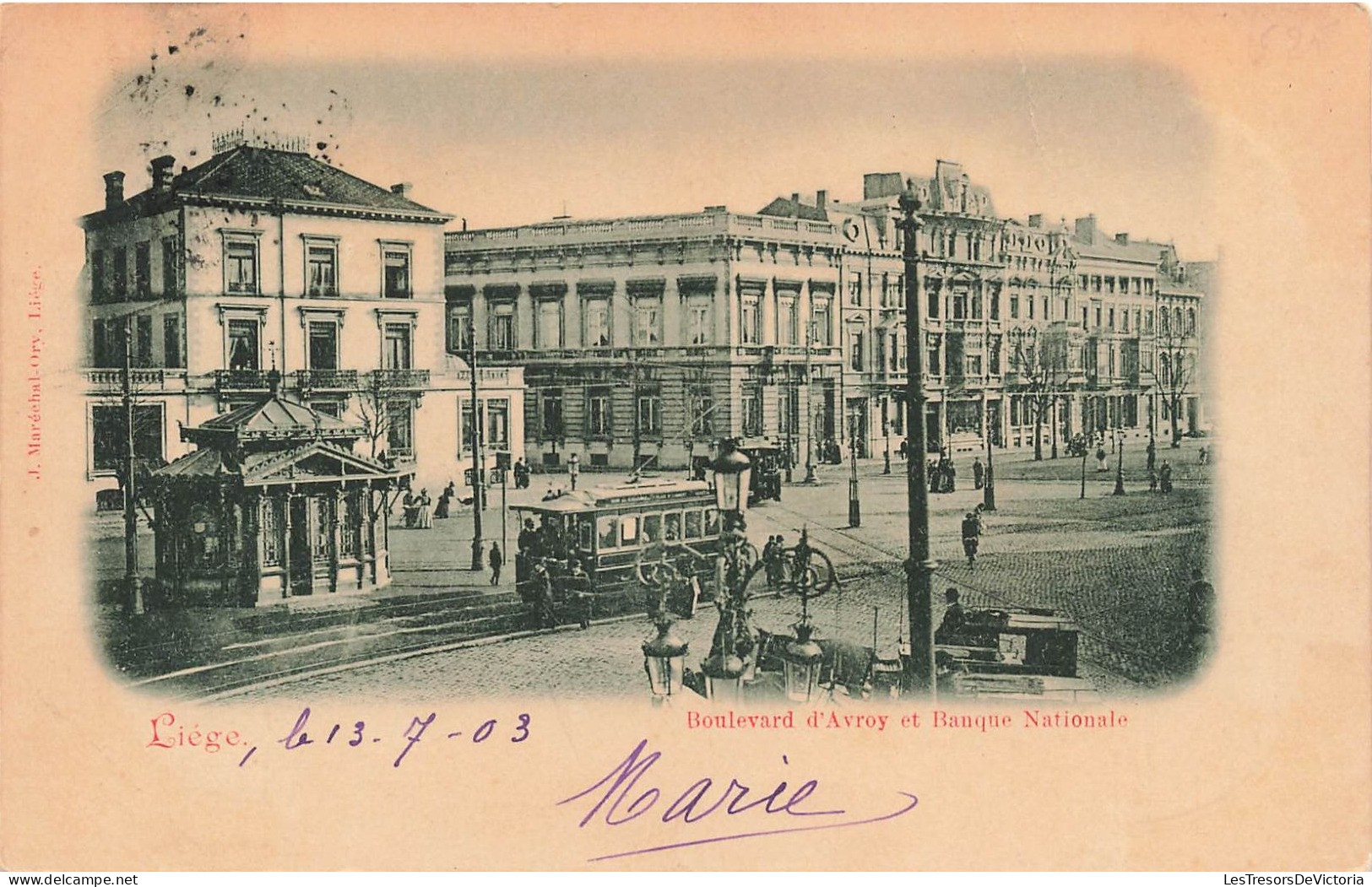 BELGIQUE - Liège - Boulevard D'Avroy Et Banque Nationale - Carte Postale Ancienne - Liege