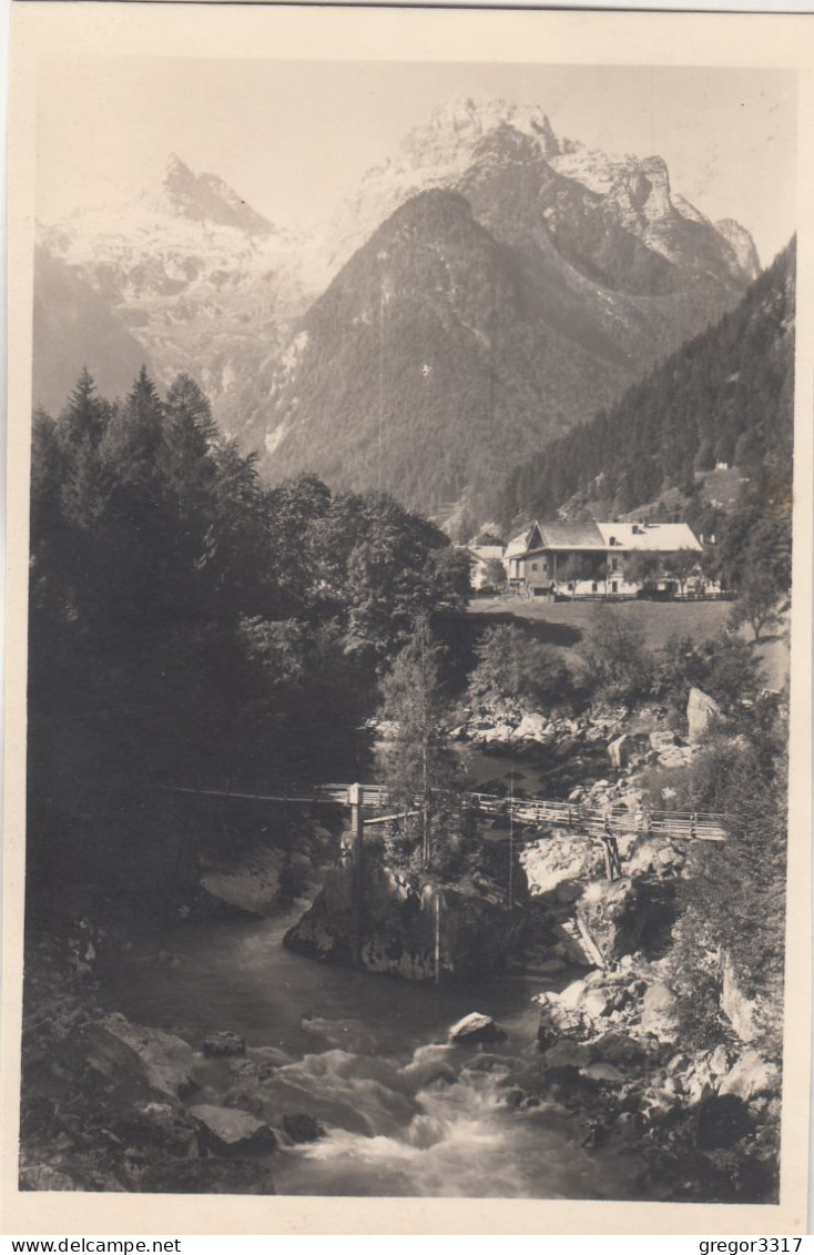 D7275) SALZACH Mit Loferer Steinbergen - Holzbrücke U. Haus - Gel. LOFER 1943 - Lofer