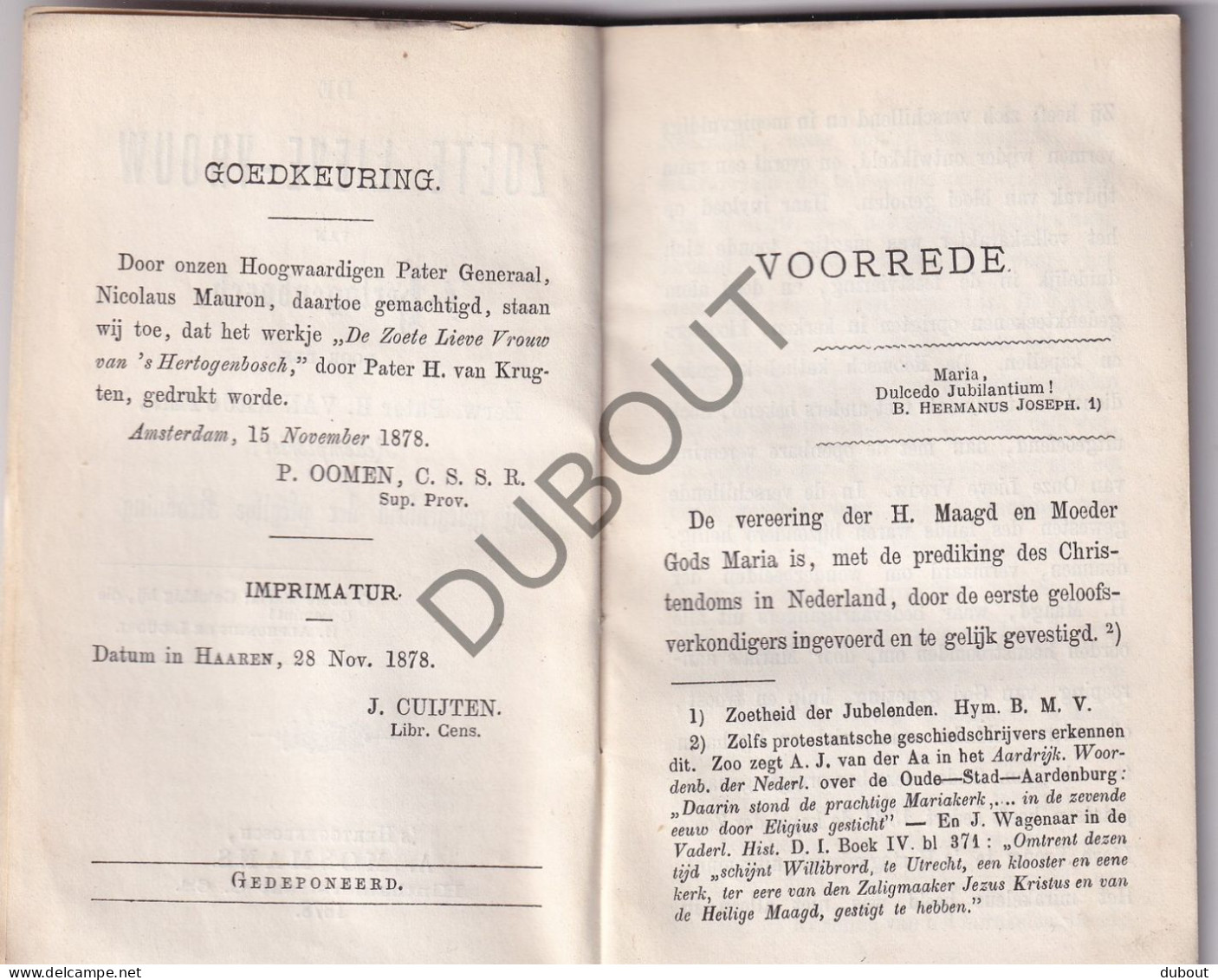 's Hertogenbosch - Zoete Lieve Vrouw - Auteur H. Van Krugten - 1878 (w254) - Antique