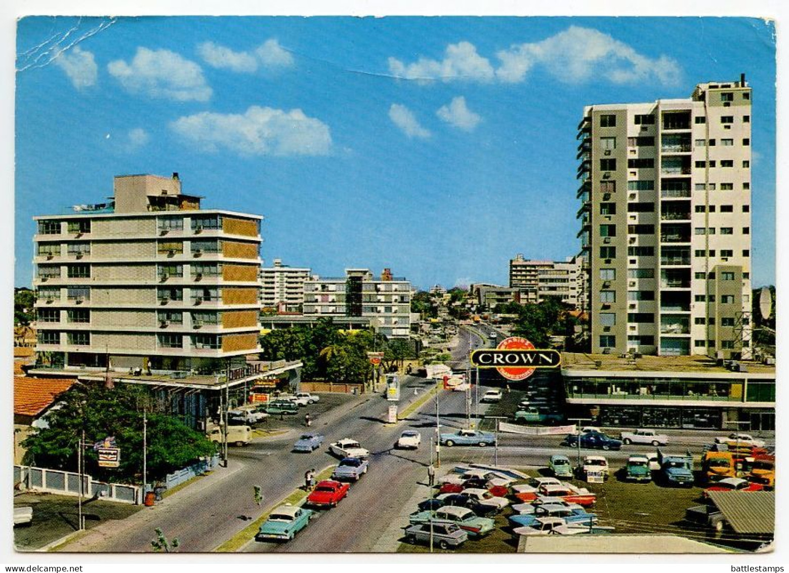 Venezuela 1970 Postcard Maracaibo, Edo Zulia - Avenida 5 De Julio; Scott 971 - 60c. Our Lady Of Belen De San Mateo - Venezuela