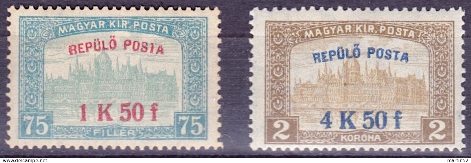 MAGYAR KIR.POSTA Hongrie Hungary Ungarn 1918: REPÜLÖ POSTA Michel-N° 210-211 ** MNH (Michel 30.00 Euro) - Ungebraucht