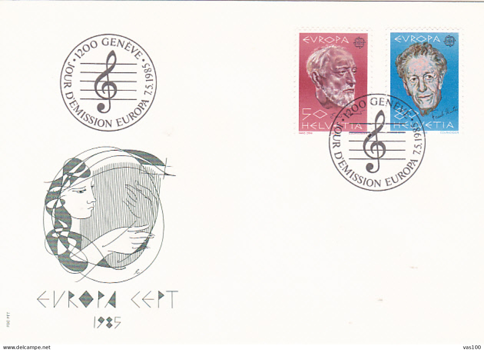 EUROPA CEPT, MUSIC, COVER FDC, 1985, SWITZERLAND - 1985