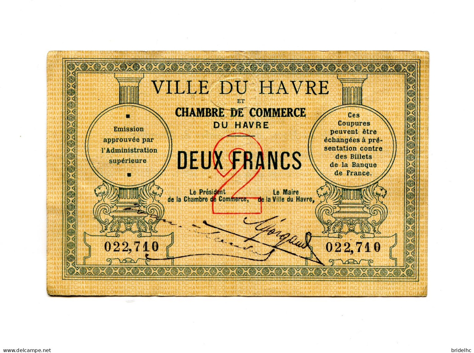 2 Francs Chambre De Commerce Du Havre - Bons & Nécessité