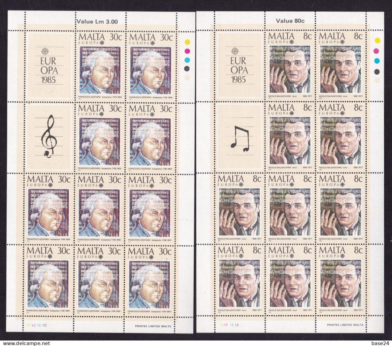 1985 Malta EUROPA CEPT EUROPE 10 Serie Di 2v. MNH** In 2 Minifogli MUSICA MUSIC 2 Minisheets - 1985