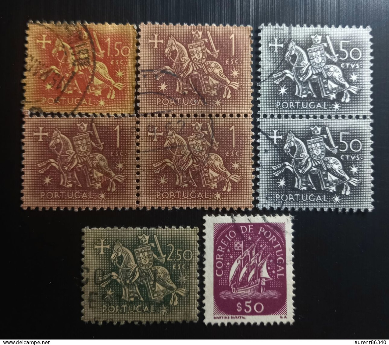 Portugal  1943  King Denys 1er On Horseback & 1953 Stamp Voilier – Modèle: Martins Barata  X 8 Used - Used Stamps