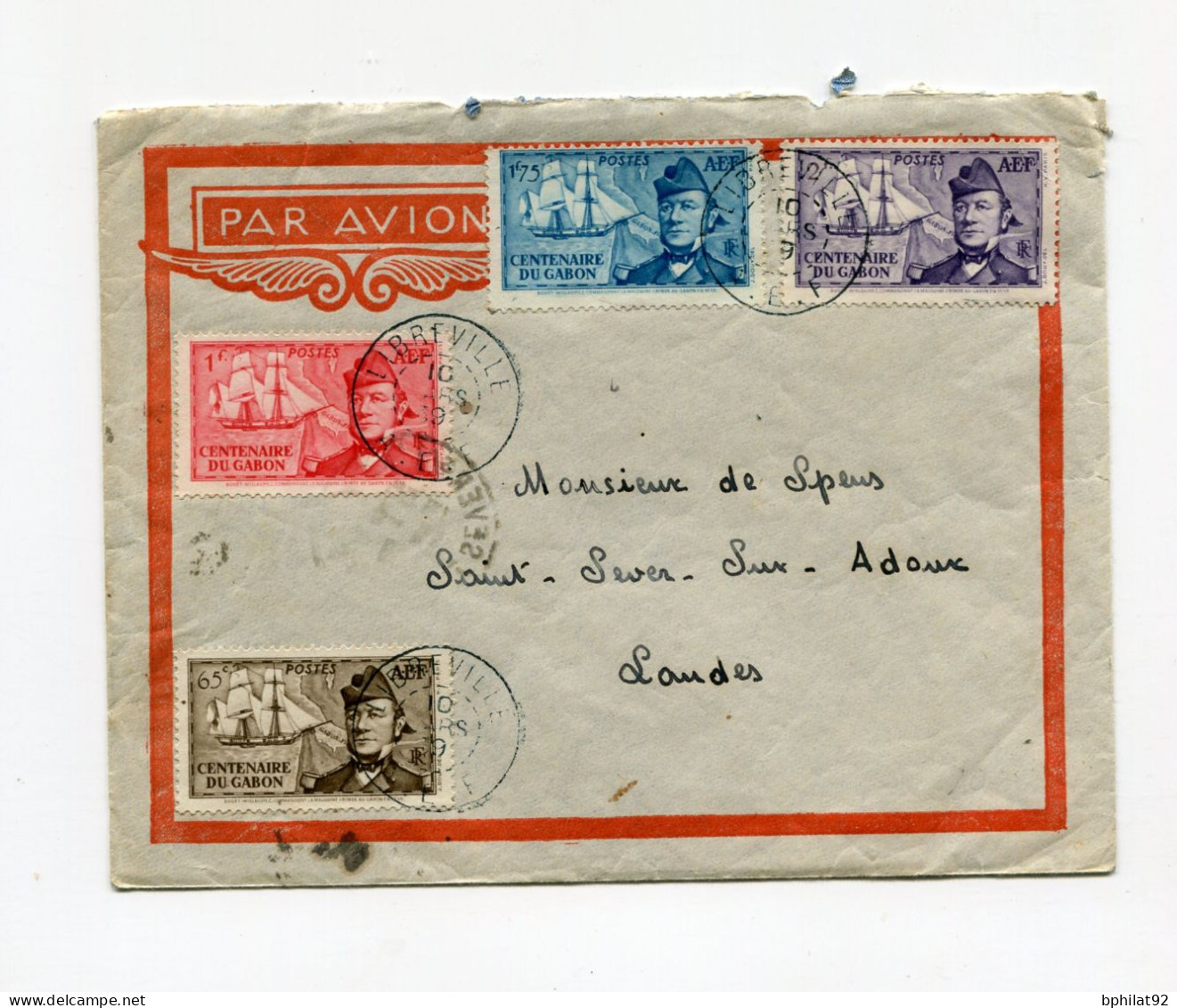 !!! GABON, LETTRE PAR AVION DE LIBREVILLE POUR ST SEVER DE 1930 - Lettres & Documents