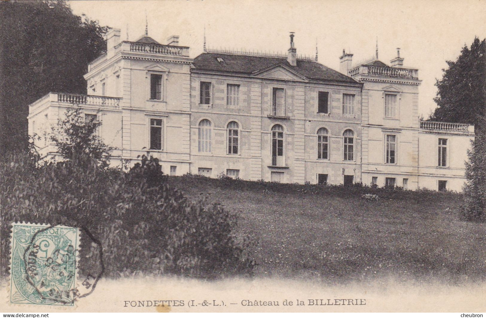 37. FONDETTES.  CPA. CHATEAU DE LA BILLETRIE. ANNEE 1905 + TEXTE - Fondettes