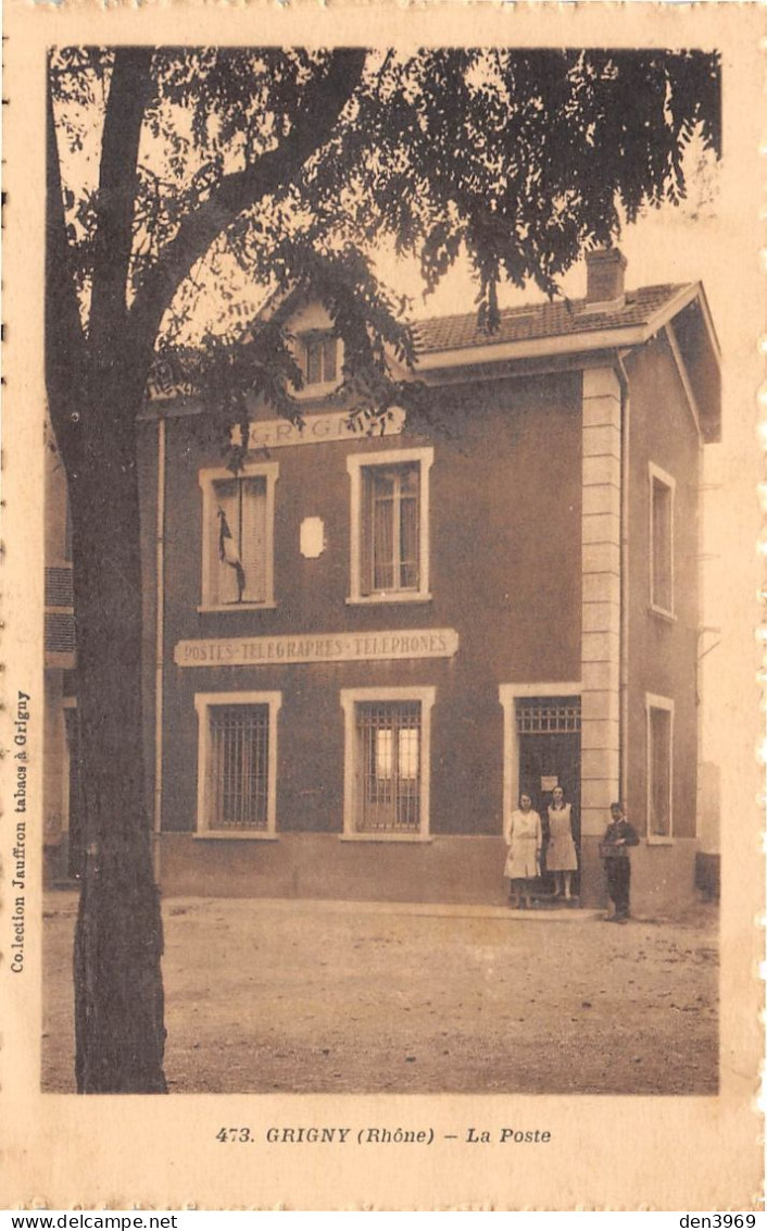 GRIGNY (Rhône) - La Poste - Voyagé 1931 (2 Scans) Jeanne Thomas, Grande Rue à Pontcharra-sur-Turdine - Grigny