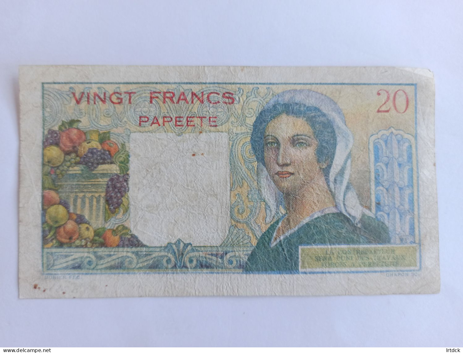 Billet France 20 Francs Banque De L'Indochine PAPEETE - Sonstige & Ohne Zuordnung