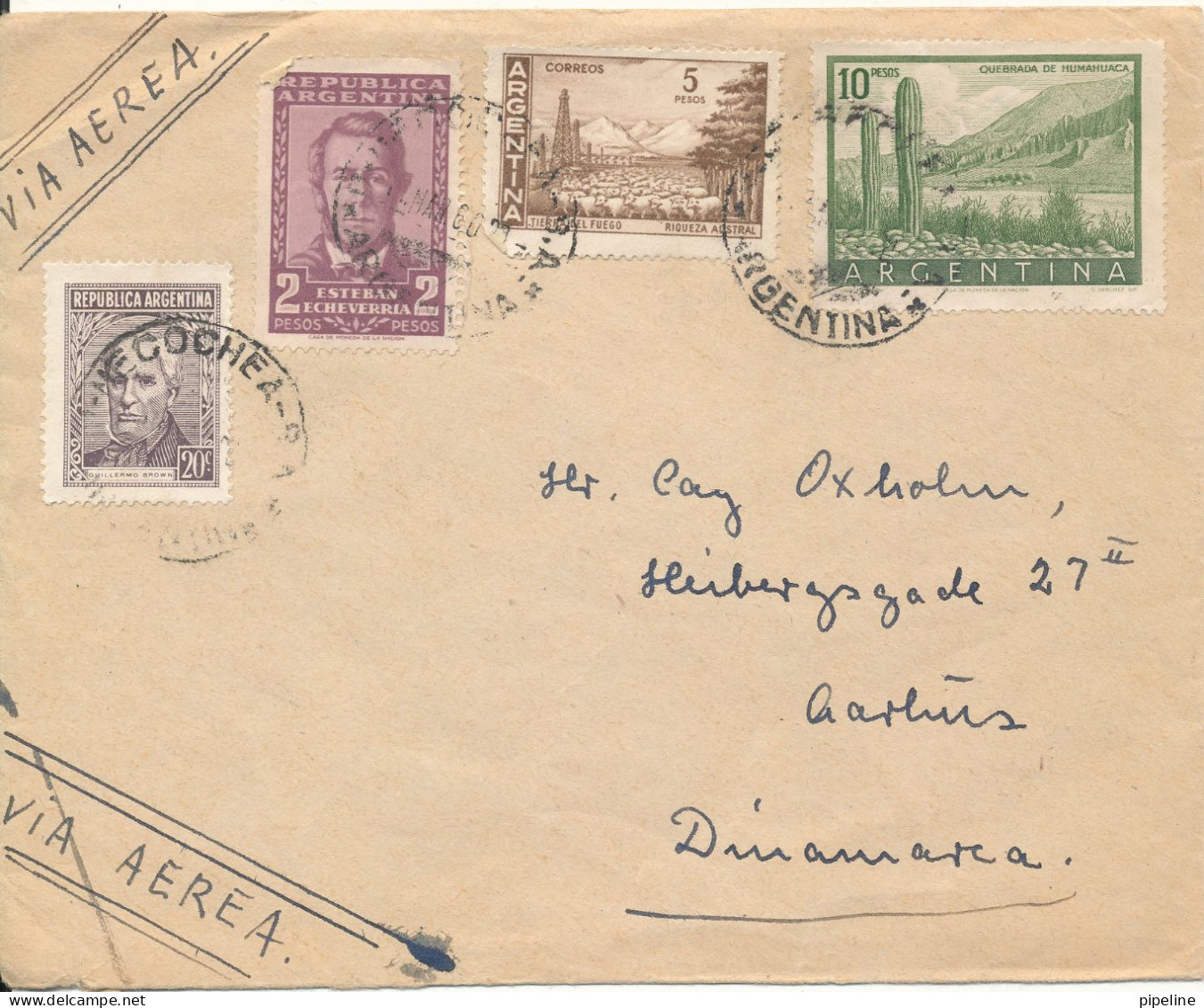 Argentina Cover Sent To Denmark 1960 With More Stamps - Brieven En Documenten