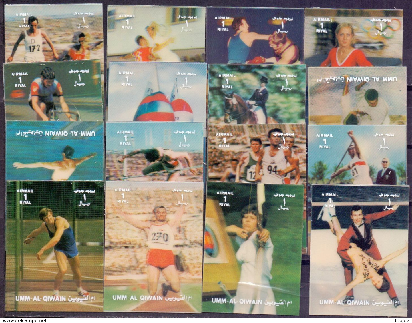 UMM AL QIWAIN -  SPORT  SAILING BOXING CYCLING JUDO SKATING HAMMER HANDBALL 3D  COMPL. SET.  - **MNH - 1972 - Tiro Con L'Arco