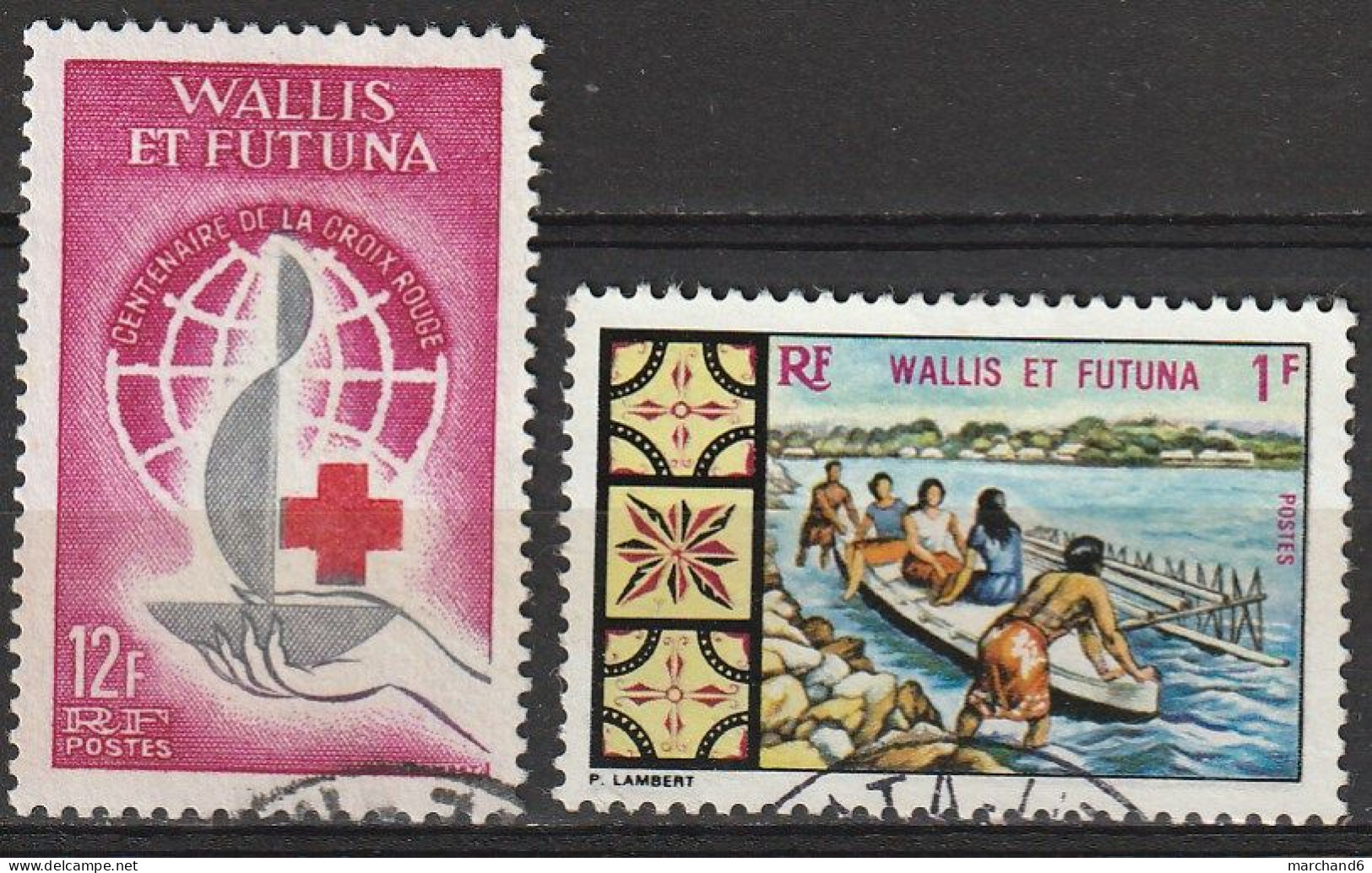 Wallis Et Futuna Centenaire De La Croix Rouge Internationale,petit Bateau Pirogue N°168-174 Oblitéré - Gebraucht