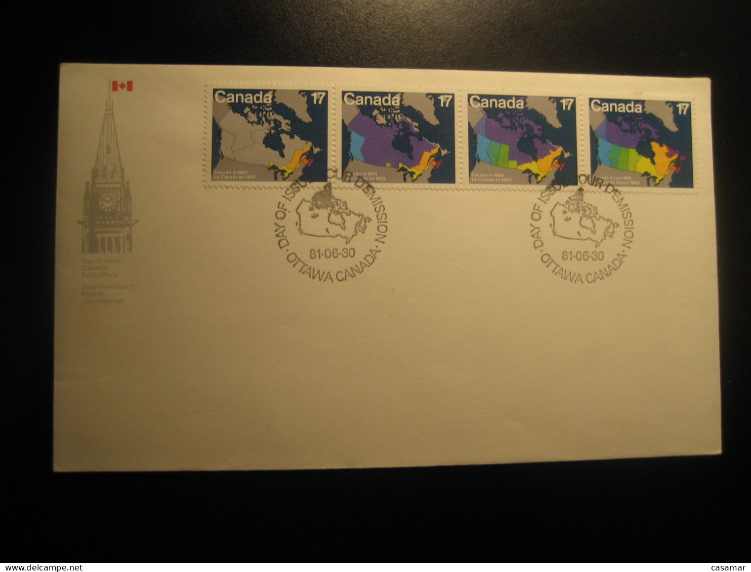 OTTAWA 1981 Yvert 769/72 Map Geography Mapping FDC Cancel Cover CANADA - 1981-1990