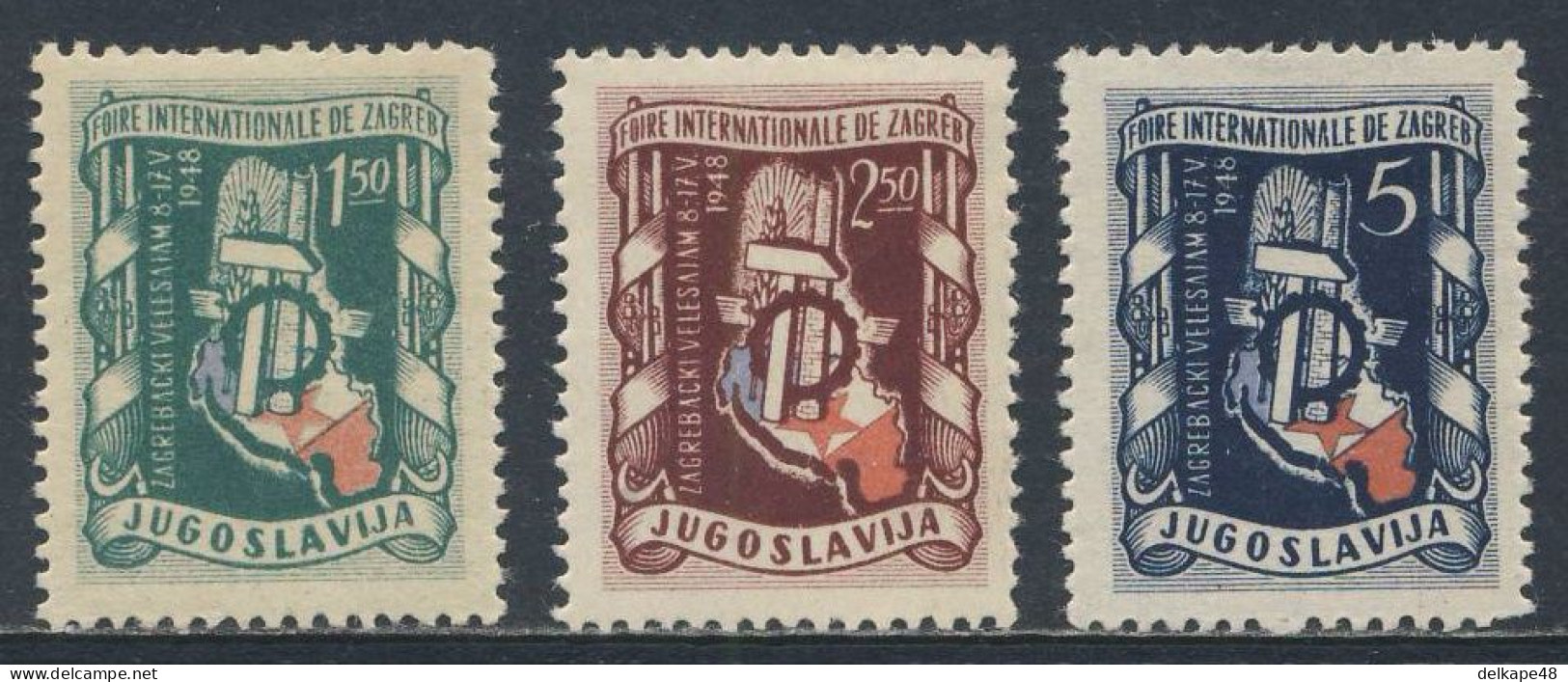 Jugoslavija Yugoslavia 1948 Mi 539 /1 YT 482 /4 SG 573 /5 * MH - Int Fair Zagreb - Map, Symbols Of Industry, Agriculture - Autres & Non Classés