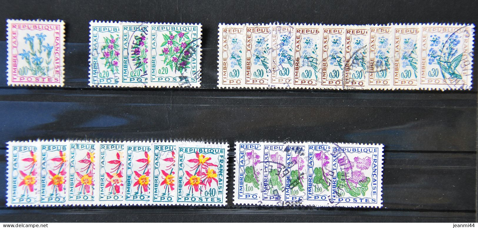 France 1964/71 - Petit Lot De 25 Timbres Taxe Fleurs Des Champs N° 96-98-99-100-102 - 1960-.... Used