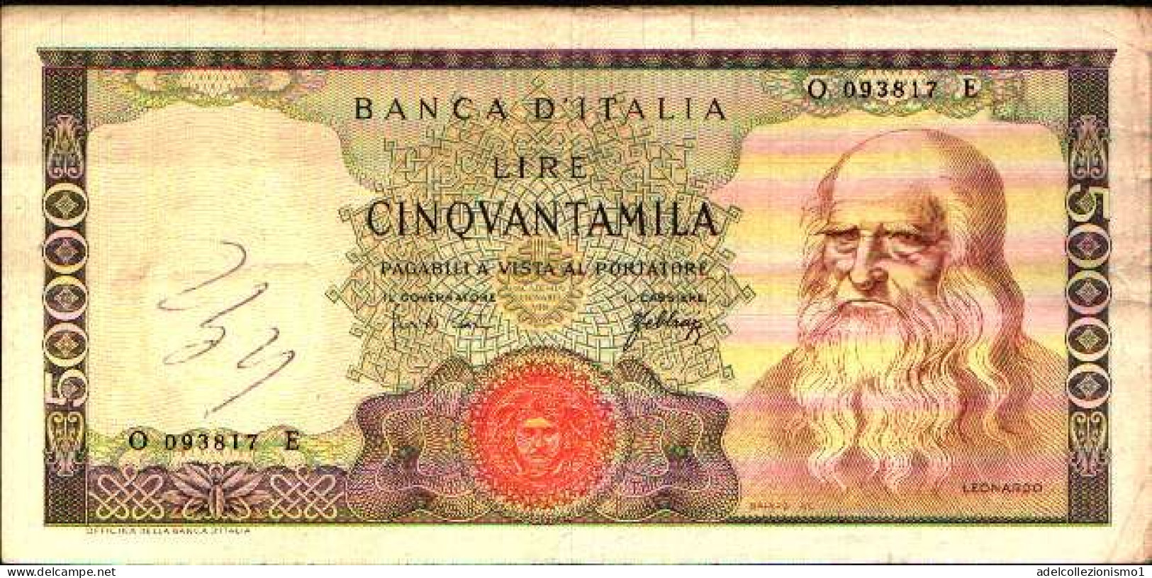 49485) BANCONOTA DA 50000 LIRE BANCA D'ITALIA LEONARDO DA VINCI 3/7/1967 - 50000 Lire