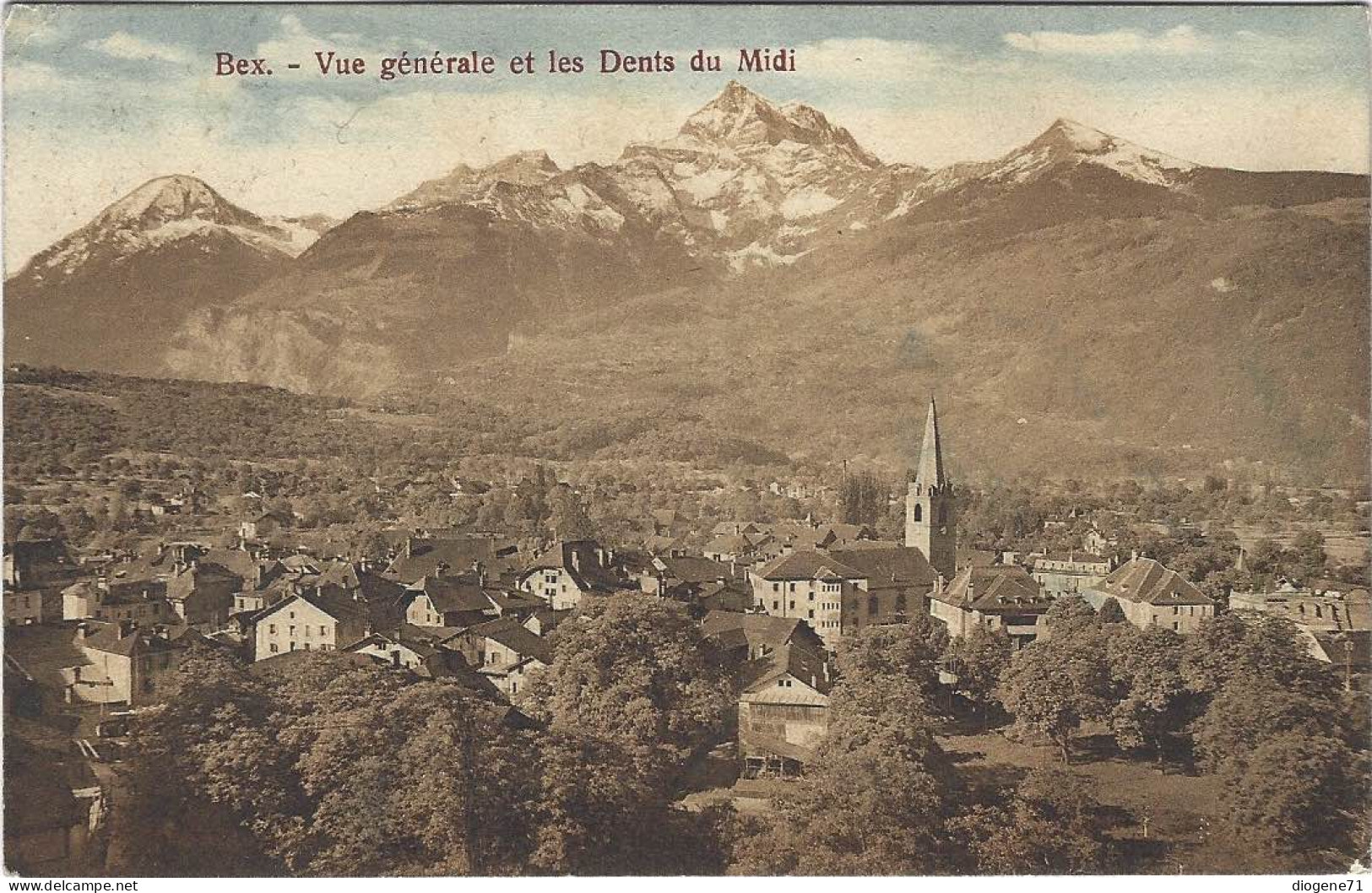 Bex Vue Générale Et Les Dents Du Midi 1919 Rare - Bex