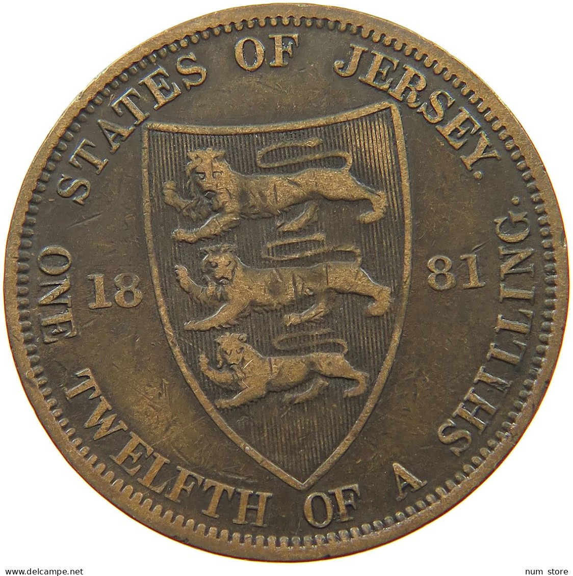 JERSEY 1/12 SHILLING 1881 Victoria 1837-1901 #a008 0291 - Jersey