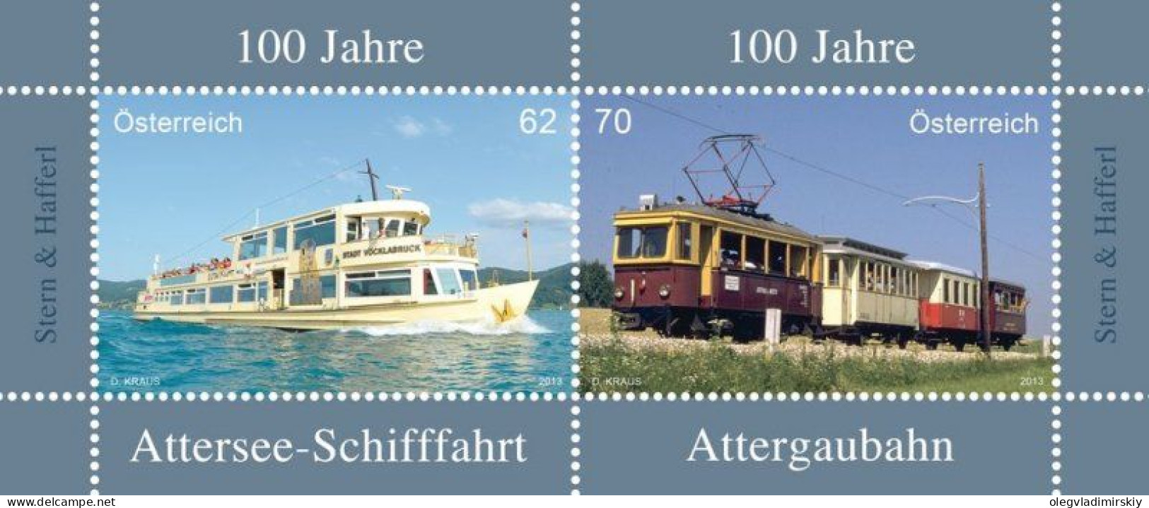 Austria Österreich L'Autriche 2013 Transport Company Stern And Hafferl 100 Ann Train Tram Ship Block MNH - Tram