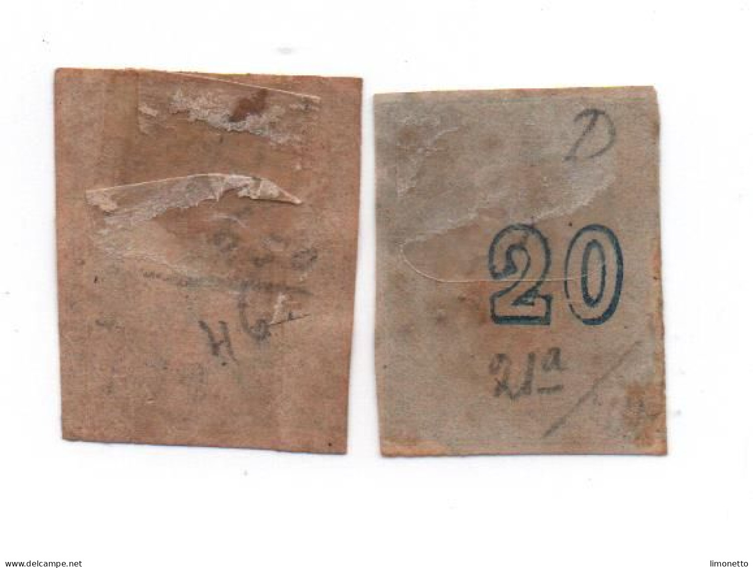 GRECE -  2 Timbres Anciens  Oblitérés N.D  1 Et 20   -  Bon état-   Leg  Court De Marges - Used Stamps