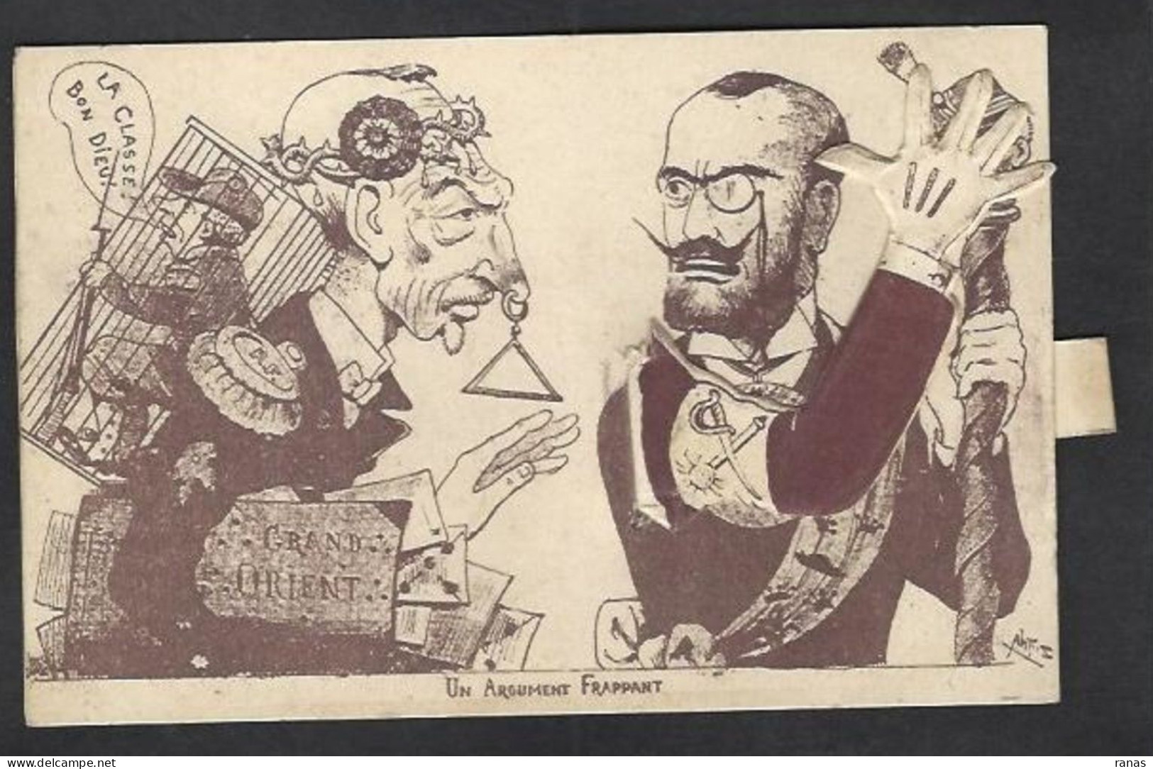 CPA Franc Maçonnerie Maçonnique Masonic Franc Maçon Satirique Caricature à Système Tirette Non Circulé - Philosophie & Pensées