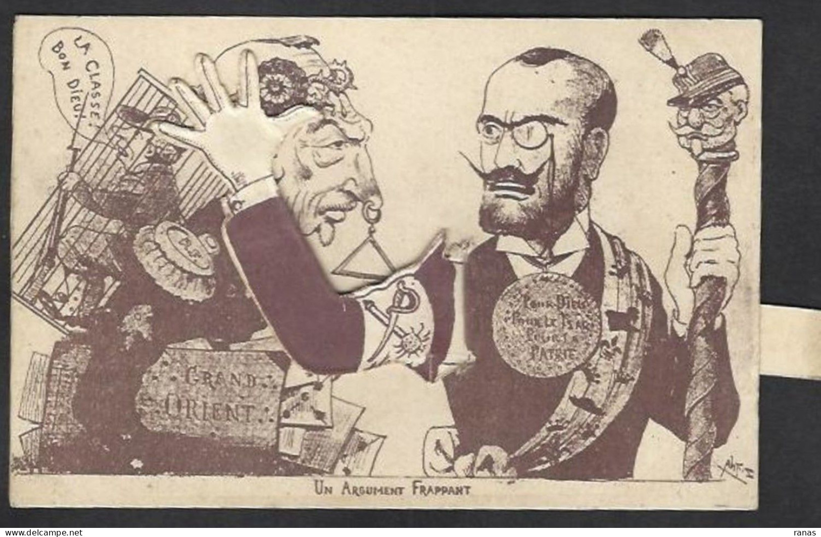 CPA Franc Maçonnerie Maçonnique Masonic Franc Maçon Satirique Caricature à Système Tirette Non Circulé - Philosophie & Pensées