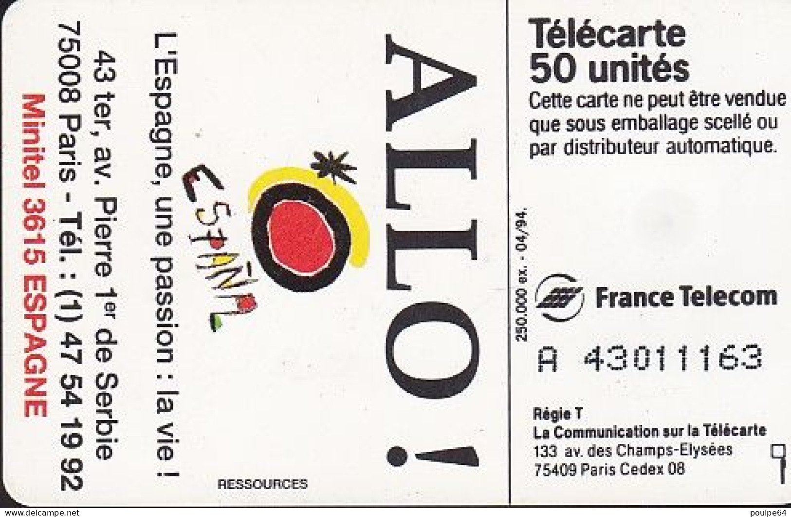 F456- 04/1994 - HOLA " Cathédrale " - 50 SO3 - 1994