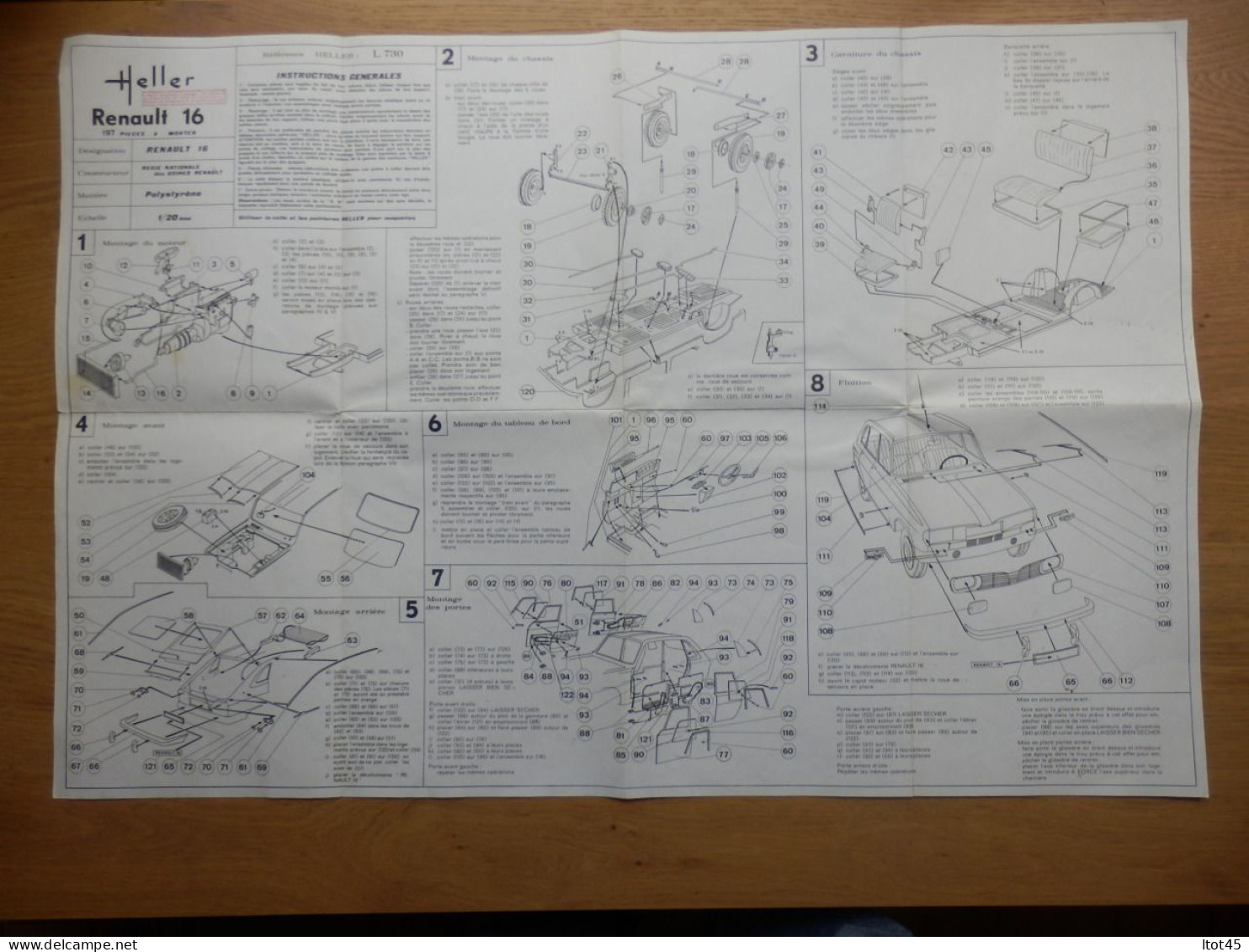 NOTICE DE MONTAGE VOITURE RENAULT 16 HELLER - Voitures