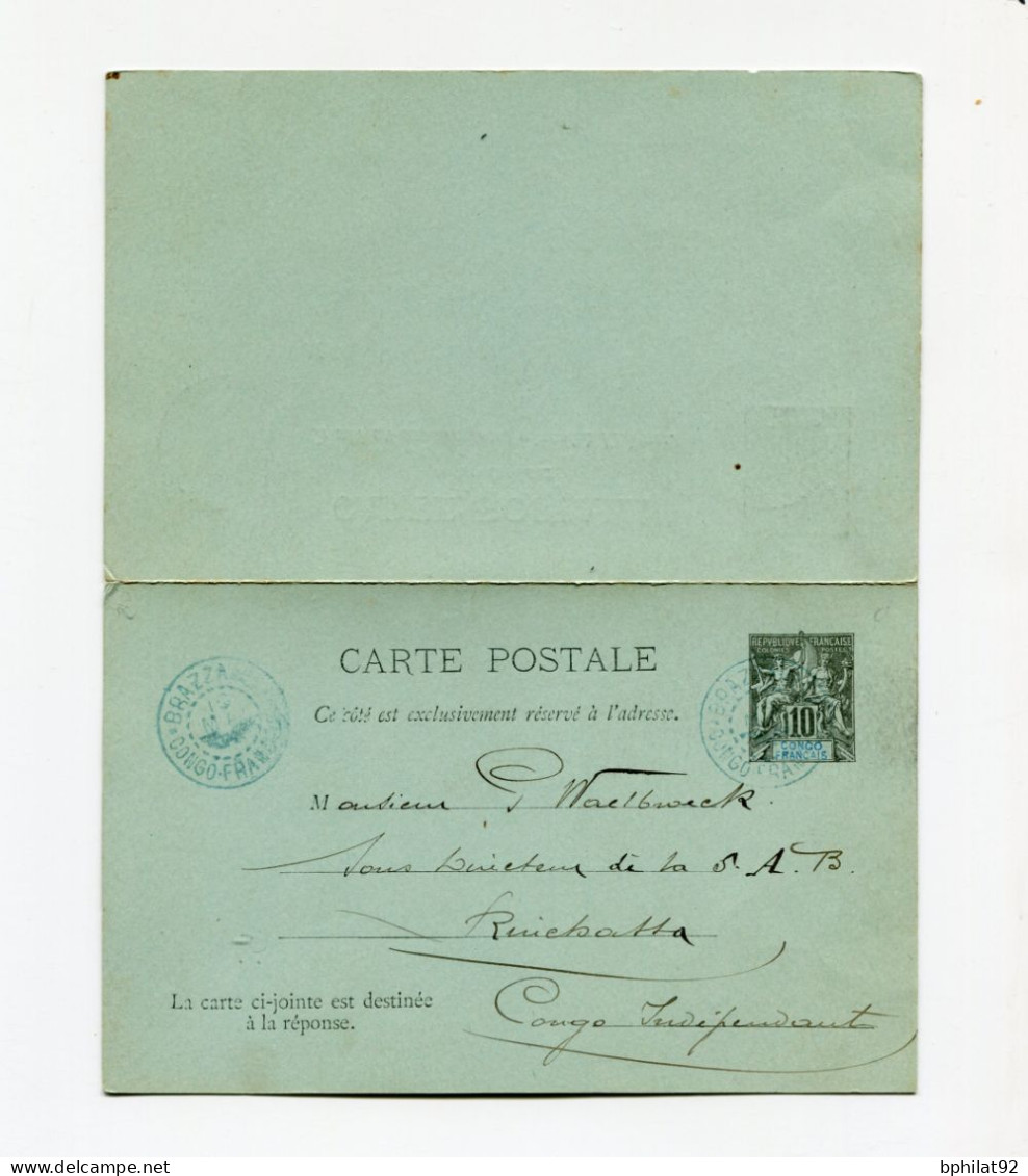 !!! CONGO, ENTIER POSTAL AVEC CARTE REPONSE CACHET DE BRAZZAVILLE - Covers & Documents