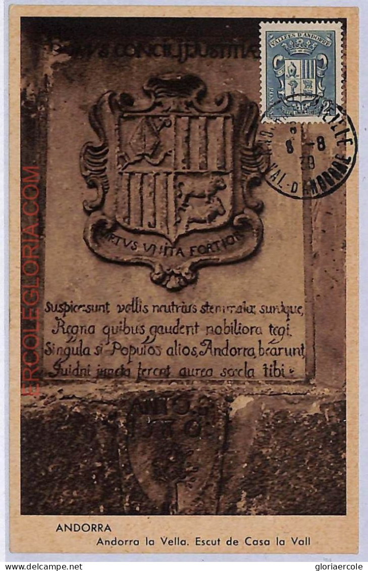 Ad8714 - ANDORRA  - POSTAL HISTORY -  Maximum Card   1938 ARCHITECTURE - Sonstige & Ohne Zuordnung
